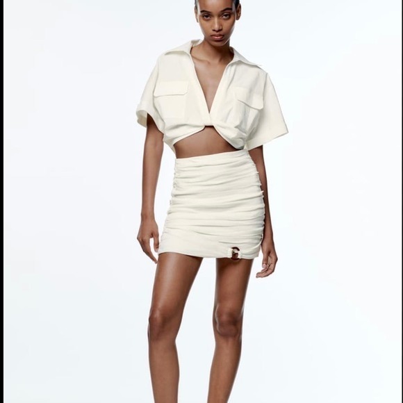 NWT ZARA RUCHED MINI SKIRT‎ Size Small Medium 3354/660/712 Bloggers Favorite - Picture 4 of 14